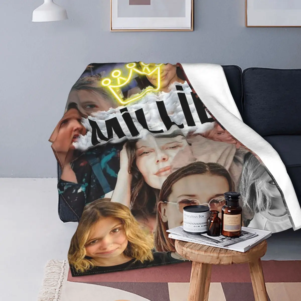 

Plaid Millie Bobby Brown Blankets Velvet Winter 3D Print Portable Lightweight Thin Throw Blankets for Bed Bedroom Bedding Throws