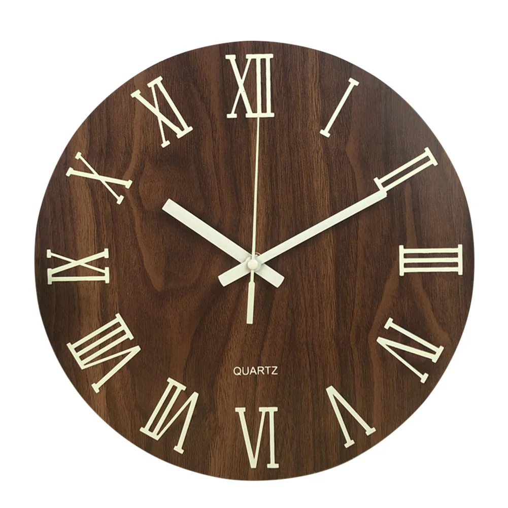 

Glow In Dark Non Ticking Wall Clock With Night Light Indoor Quartz Luminous Home Decor Roman Numerals Kitchen Living Room Simple