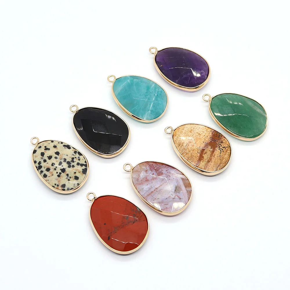 1 шт. кулон из натурального камня в форме яйца, красного агата, аметиста, бирюзы, 22x34 мм, изысканная бижутерия «сделай сам», ожерелье, серьги, аксессуары