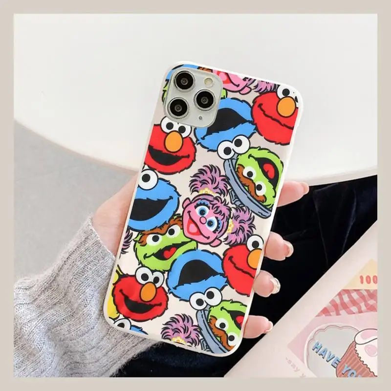 

Cute Cookies ELMO Sesame Street Phone Case for iPhone 11 12 13 Mini Pro Xs Max 8 7 6 6S Plus X XR Solid Candy Color Case