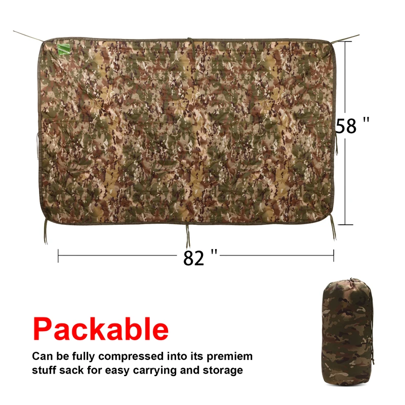 Military Woobie Camping Blanket Indoor Outdoor Waterproof Poncho Liner for Survival,Travel,Hiking Picnics, Beach Trips