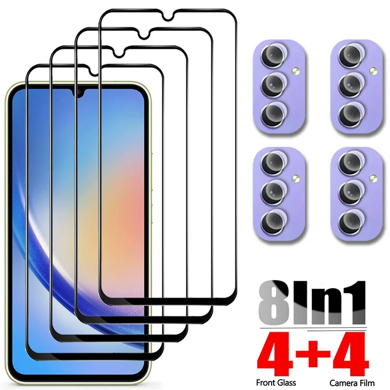 

8-in-1, Tempered Glass + Camera Film for Samsung A34 A33 A32 5G Glass A32 4G Samsung A33 Screen Protector Samsung Galaxy A34 5G