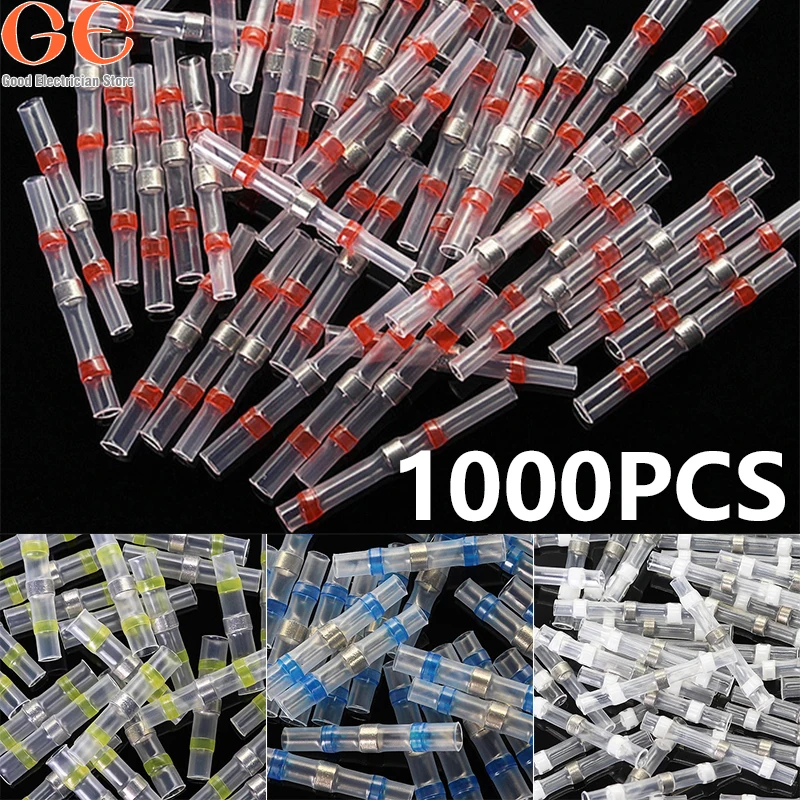

1000PCS Solder Seal Wire Connectors Heat Shrink Solder Butt Connectors Solder Connector Kit Automotive Marine Insulated Kit