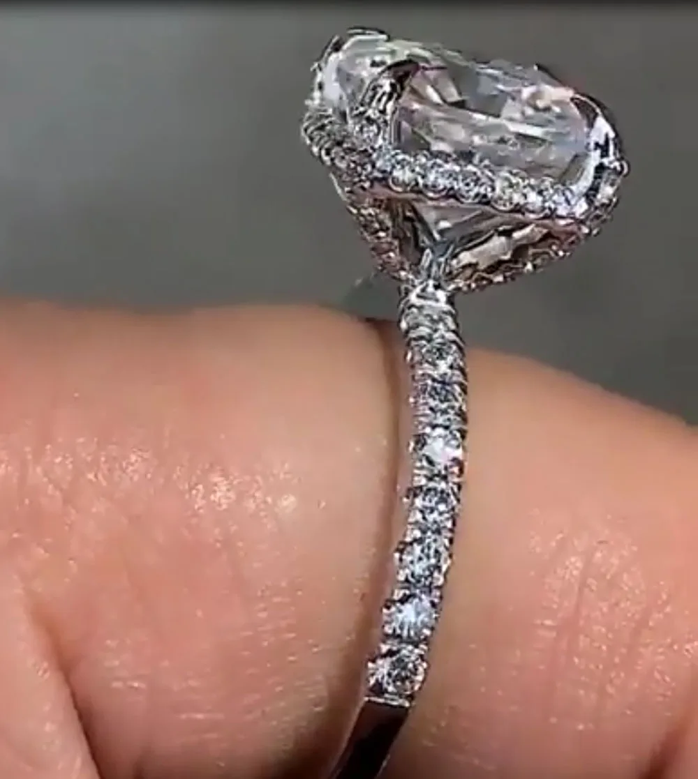 Фото Custom Solid 10K White Gold Women Wedding Party Anniversary Engagement Ring 1 2 3 4 5 Carat Cushion Moissanite Diamond Ring №3