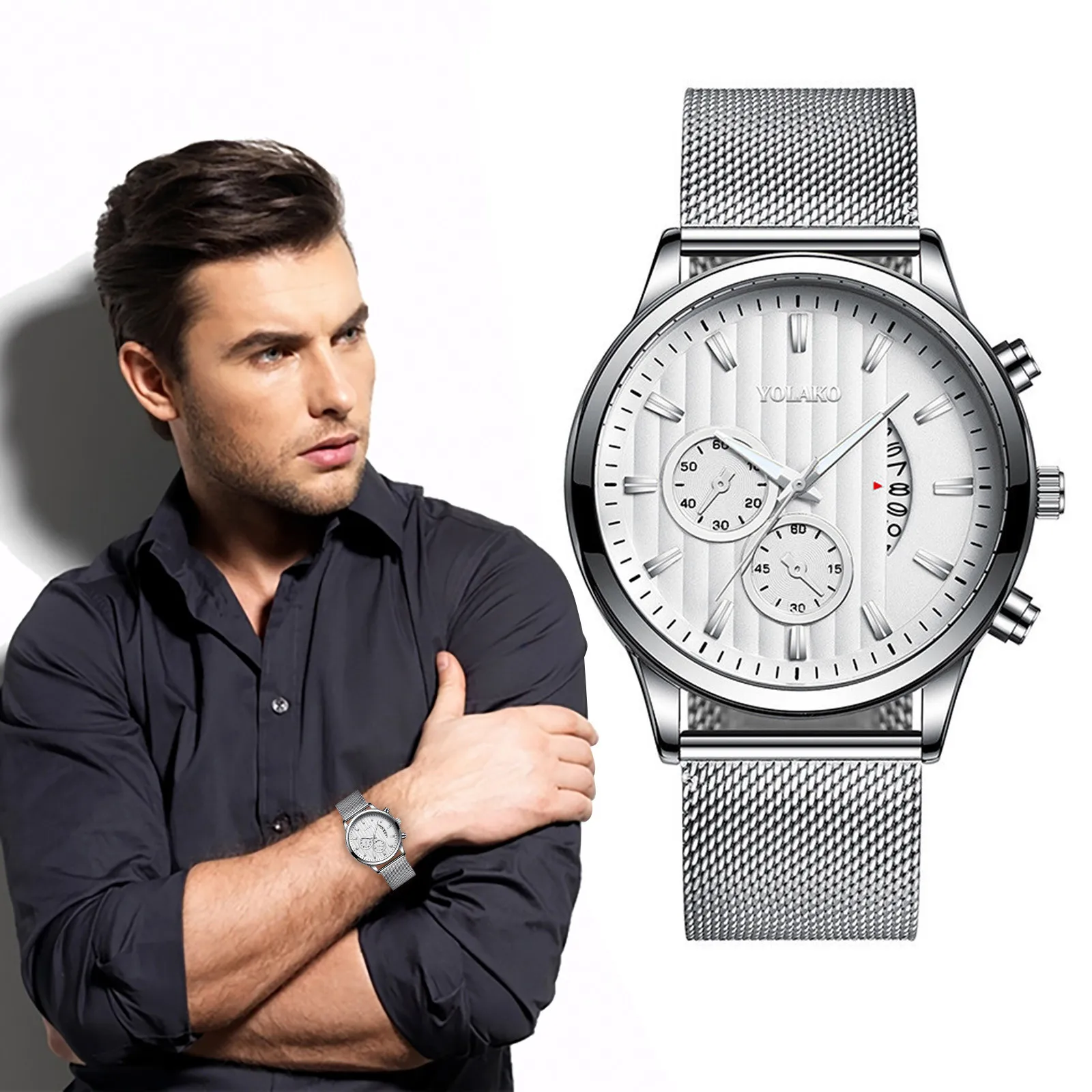 

Boys Digital Watches Ages 10-12 Men Business Luxury Fashion Gents Quartz Watch Mesh Belt Band Waterproof Watches without Time