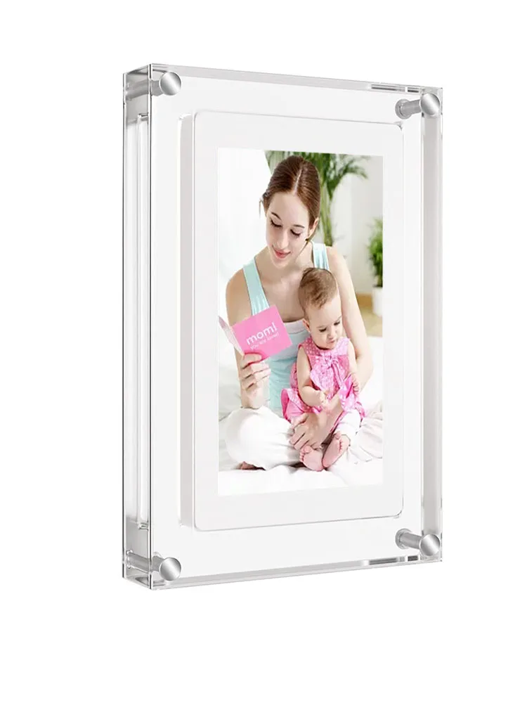 Porta Retrato Acrylic Digital Photo Frame 5 Inch 1000mAh Vertical Display IPS Screen 1G Memory Speaker Type C Cut Gift for Loved