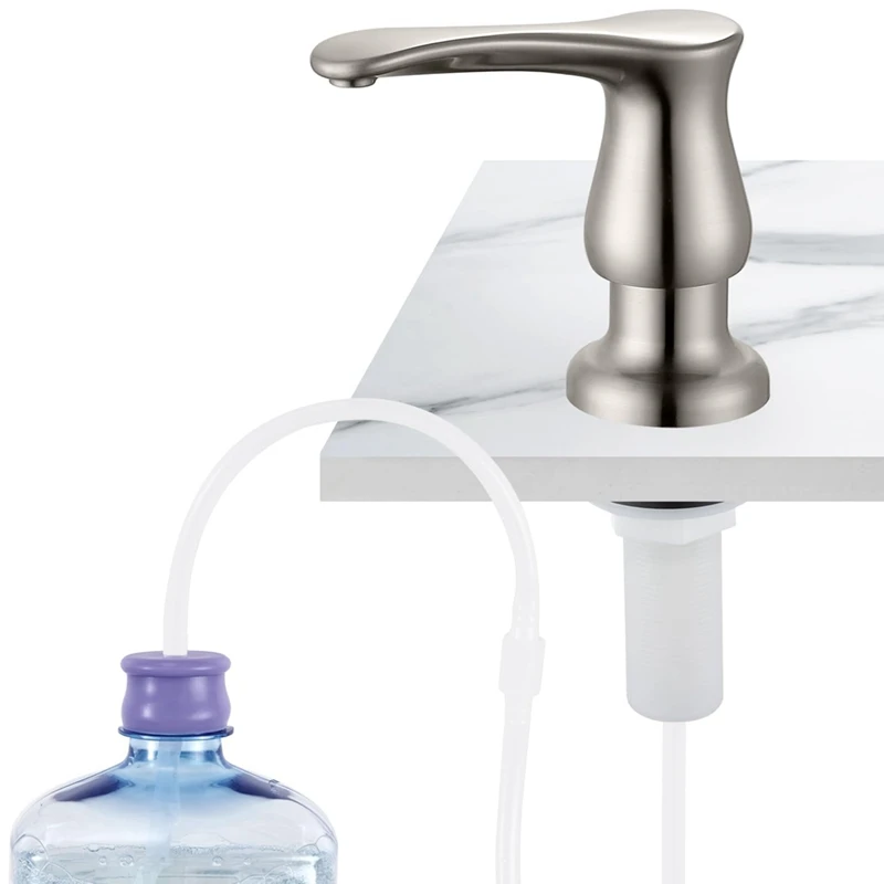 

Kitchen Sink Soap Dispenser Brushed Nickel,Under-Sink Soap Dispenser with Silicone Extension Tube Kit