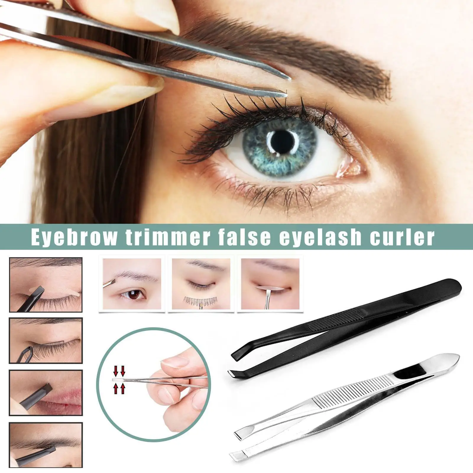 

Eyebrow Trimmer False Eyelash Curler Steel Eyes Tweezer Clip For Face Hair Removal Make Up Tools 2 Color R8I6