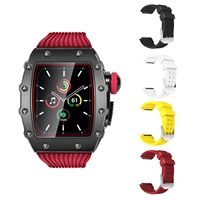 galaone luxury modification kit mod alloy watch case and silicone strap for apple watch4 5 6 7 fashion 40 41 44 45mm cover