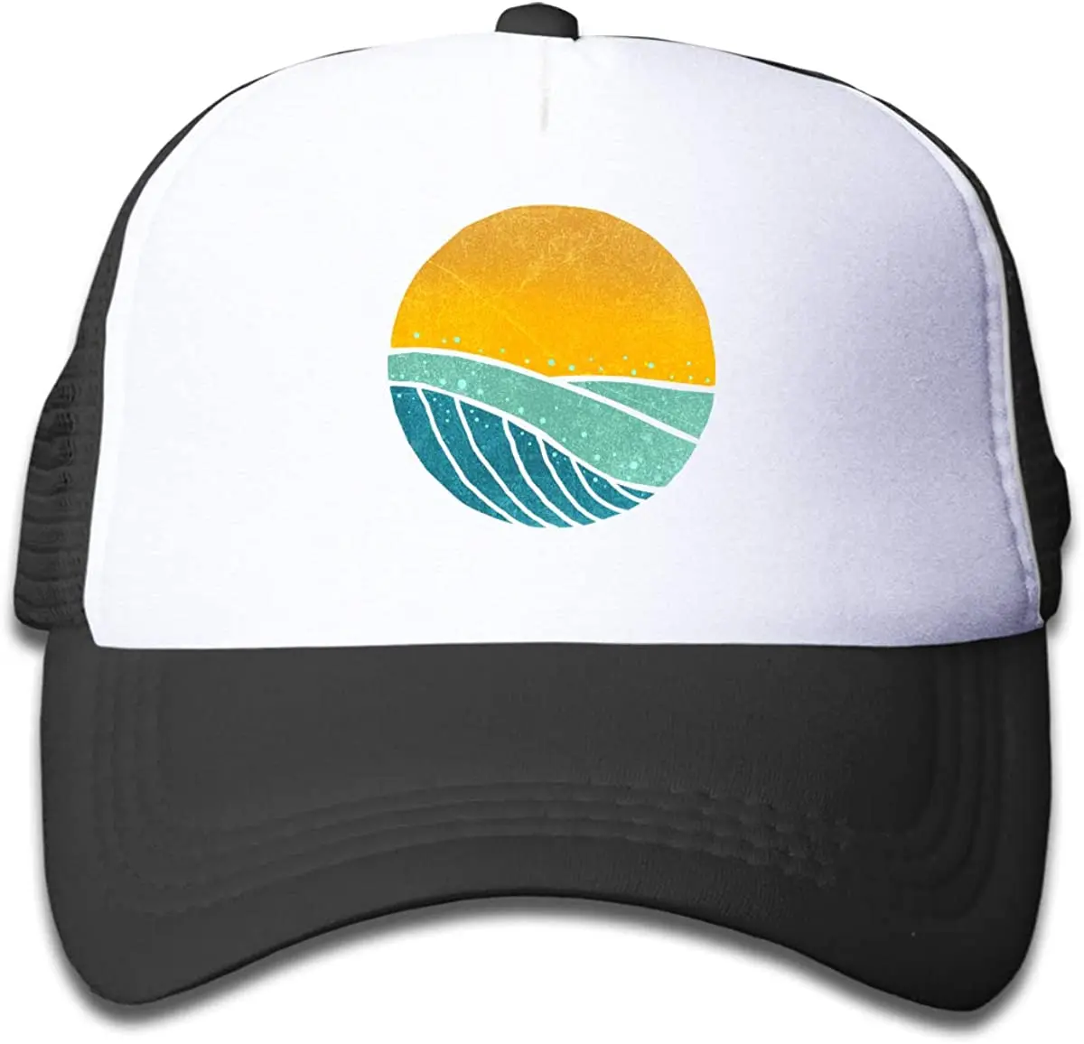 

Sea Wave On Tides Black Kid Trucker Hat Snapback Adjustable Mesh Back Baseball Cap