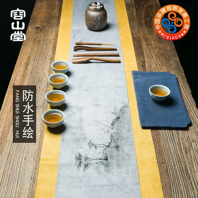 

Deer Velvet Waterproof Tea Mat Chinese Hand-Painted Table Runner Tea Mat Tea Table Kung Fu Tea Utensils