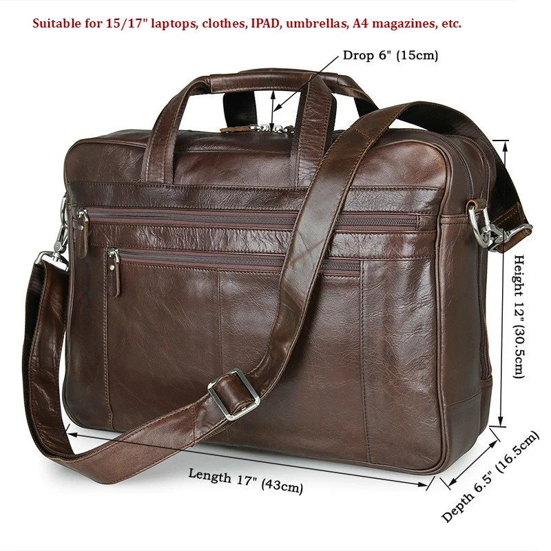 Men's Briefcase Genuine Leather Handbags Bag For Documents Men Business Portfolio Male Excellent Cow Leather Travel Laptop Bags