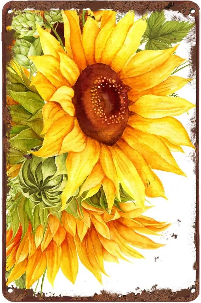 Cretve Metl Sgn Ретро Стиль Подсолнух Wll Декор ble Цветочный декор bthroom Country Vntge Для