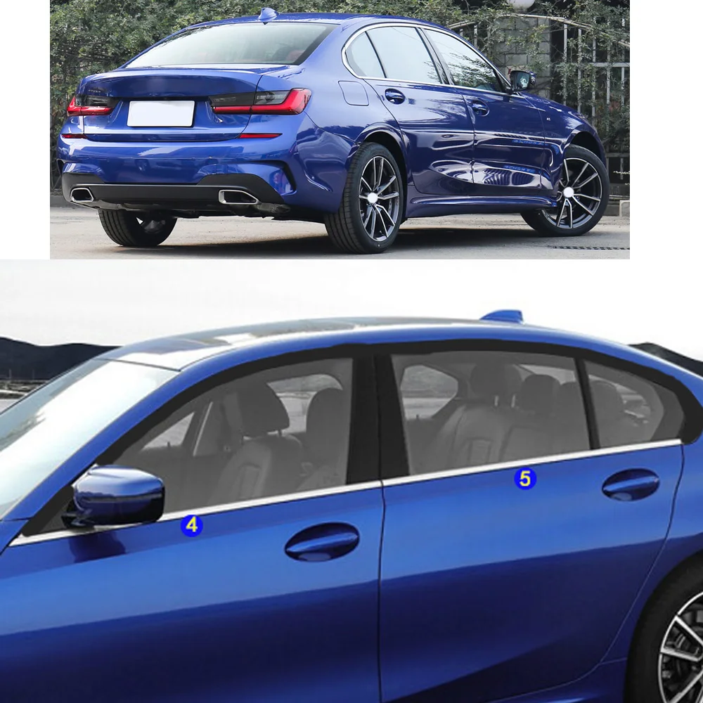 

Автомобильная наклейка из нержавеющей стали, украшение для окна, средняя полоса, отделка рамы, капоты для BMW 3-Series 318i 325i 320i 330i 2020 2021