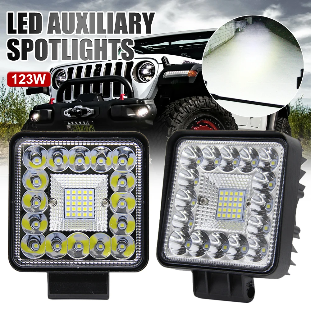 

Car LED Pod Light 4" Square Light Bar 41LED Work Light 102W Spot Flood Beam Driving Fog Light Waterproof Off-road SUV ATV Lamp