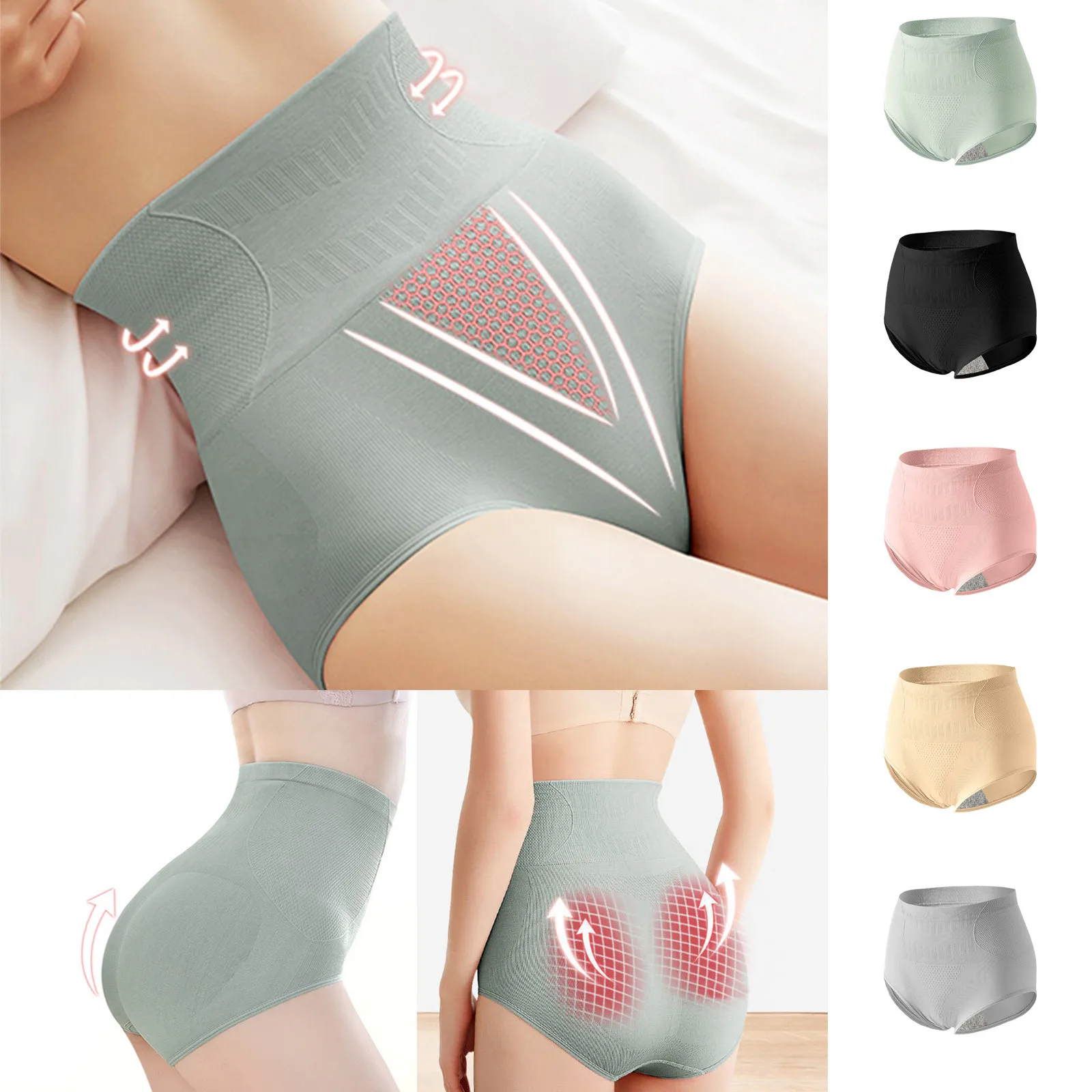 

Трусы женские хлопковые бесшовные с высокой талией, нижнее белье для подтяжки бедер, бесшовные трусы-брифы с контролем живота, нижнее белье
