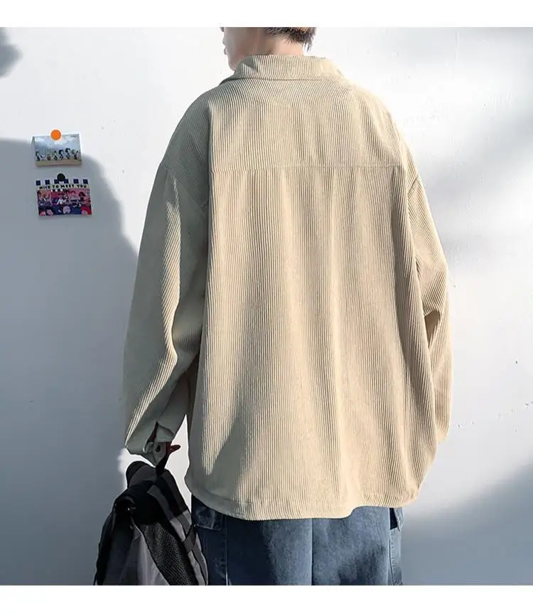Spring Autumn Winter Fashion Man Solid Casual Corduroy Shirt Men's Loose Tess Cool Boys All Match Soft Coat