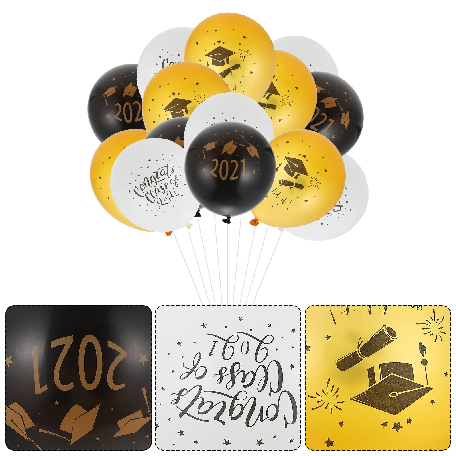 

Graduation Balloons Party Favors Bulk Cap Gold Black Grad Hat Decorations Props