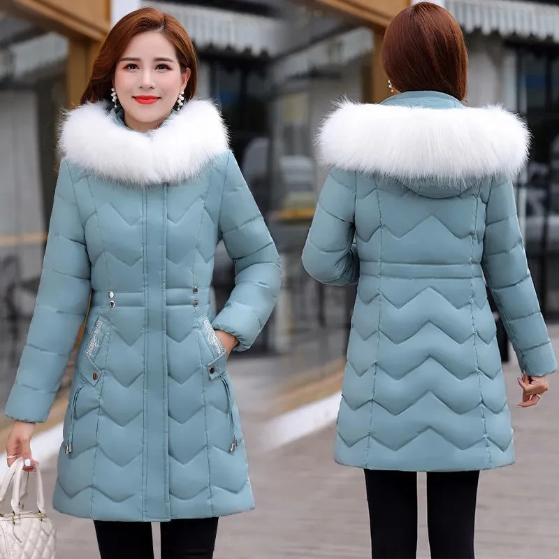 Winter New Down Cotton Coat Women 2022 Fashion Slim All-match Padded Jacket Women Casual Plus Size Thick Warm Fur Collar Parkas