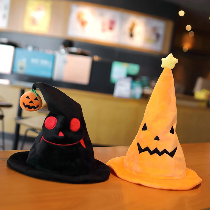 

Funny Halloween Hat Toy Electric Lighted Halloween Plush Toy Pumpkin Ghost Costume Hat All Saints' Day Decoration Gift for Kids
