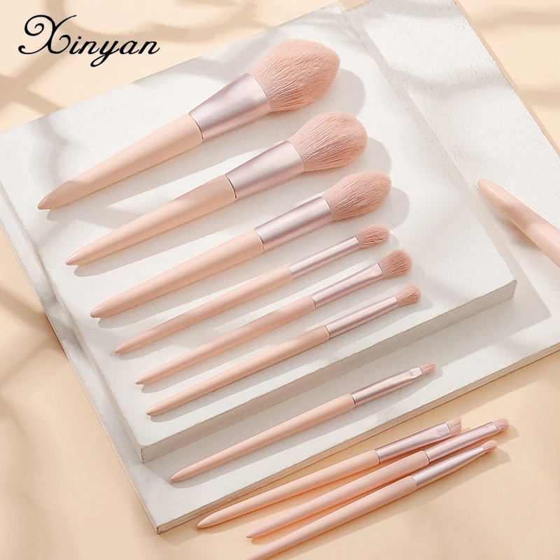 

XINYAN Candy Makeup Brushes Set With Bag Blush Eyeshadow Concealer Lip Make Up Beginner Powder Cosmetics Foundation Beauty Tools