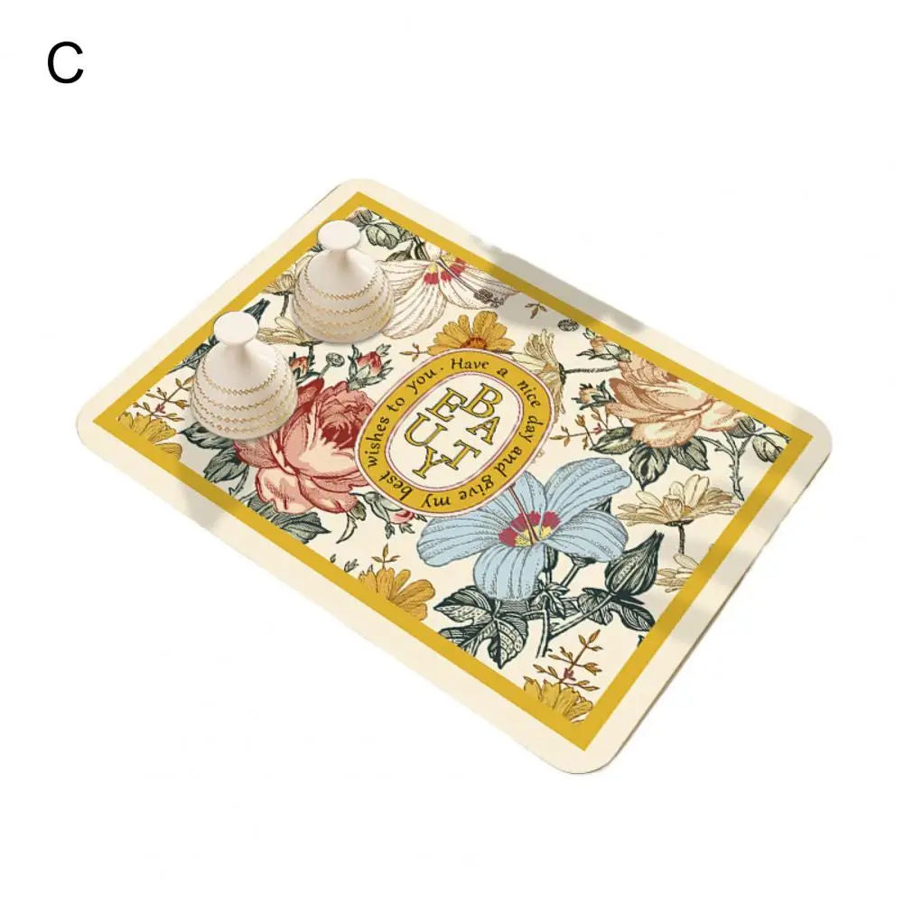 

Useful Dish Draining Mat Polyester Dish Drying Mat Exquisite Pattern Countertop Quick Dry Drain Pad Wide Application