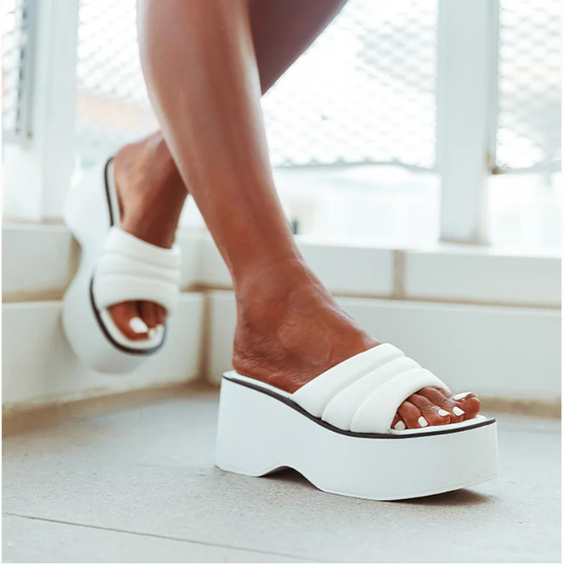2023 Summer New Women Slippers Brand Thick Sole Wedges Platform Sandals Ladies Casual High Heel Fashion Slippers Big Size 35-43
