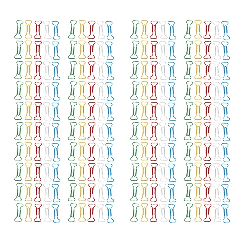 

200 шт., разноцветные металлические зажимы для бумаги в форме кости