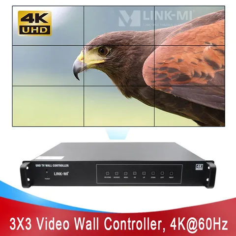 Контроллер видеостены для 9 телевизоров, дисплеев, 3x3, 2x3, HDMI, LINK-MI, 4K, 60 Гц, DP, PIP, зеркальный, поворот на 90/2,0 градусов