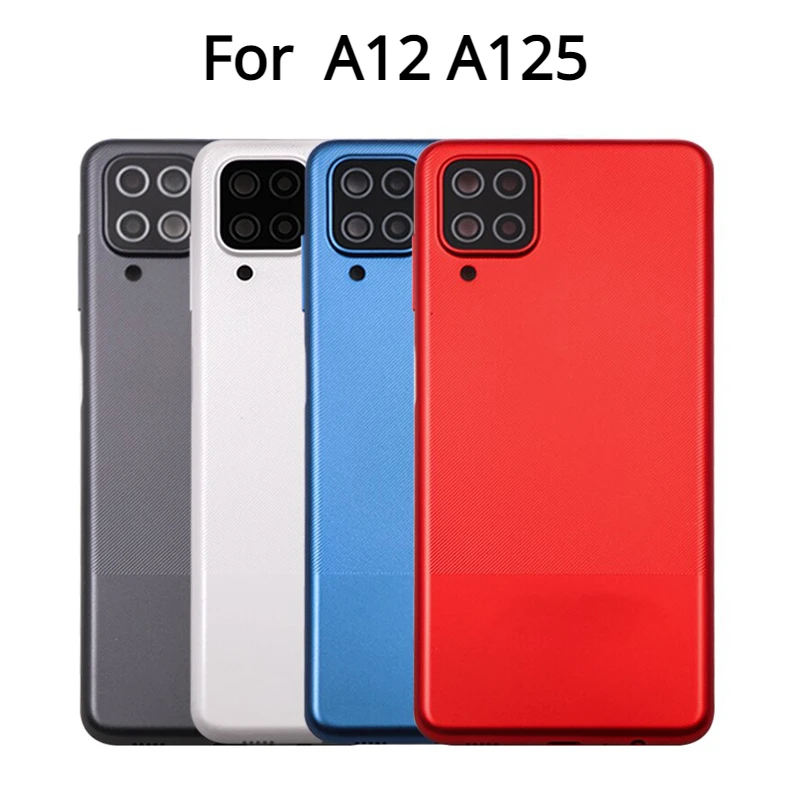 

For Samsung Galaxy A12 A125 A125F/DS Back Battery Cover Rear Door Housing Case Replace with Camera Lens+Side Button