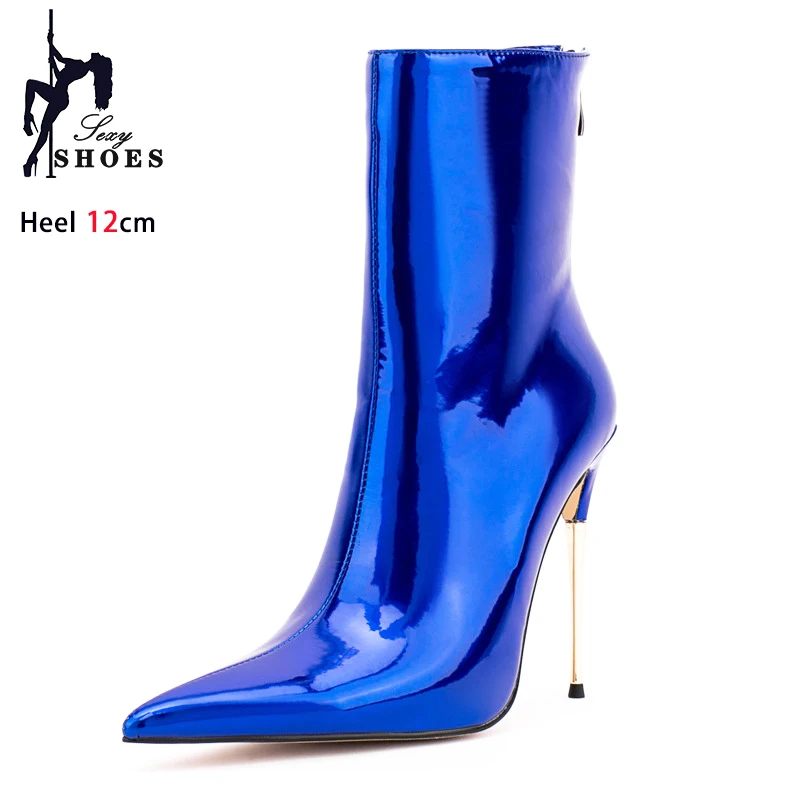Блестящие женские ботинки на шпильке