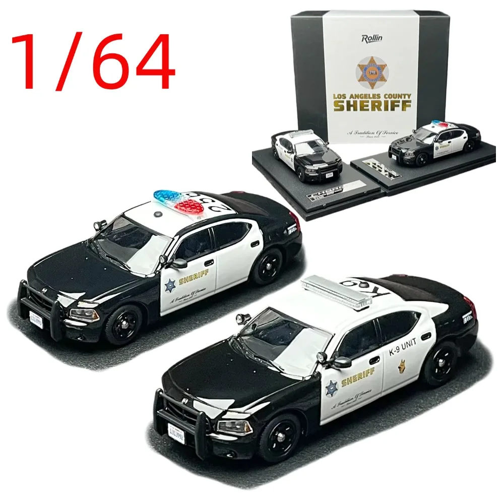 Фото Коллекционная модель полицейской машины Dodge Charger Sheriff из сплава, масштаб 1/64, набор из двух машинок, подарок для демонстрации №1