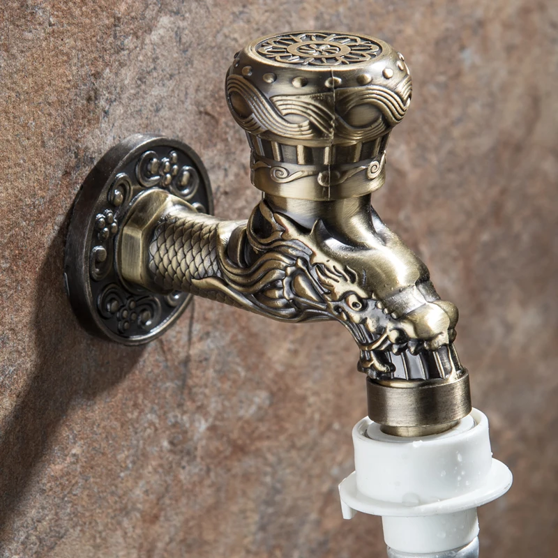 

Wall Mount Zinc Alloy Wall Mount Bibcock Outdoor Garden Faucet Washing Machine Mop Luxury Antique WC Taps Garden Faucet