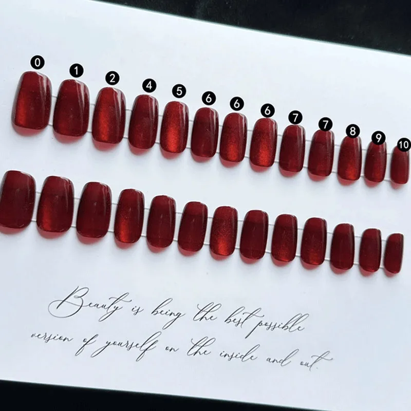

Накладные ногти для французского маникюра, набор простых накладных ногтей с полным покрытием, градиентные, белые, большие, красные, 24 шт.