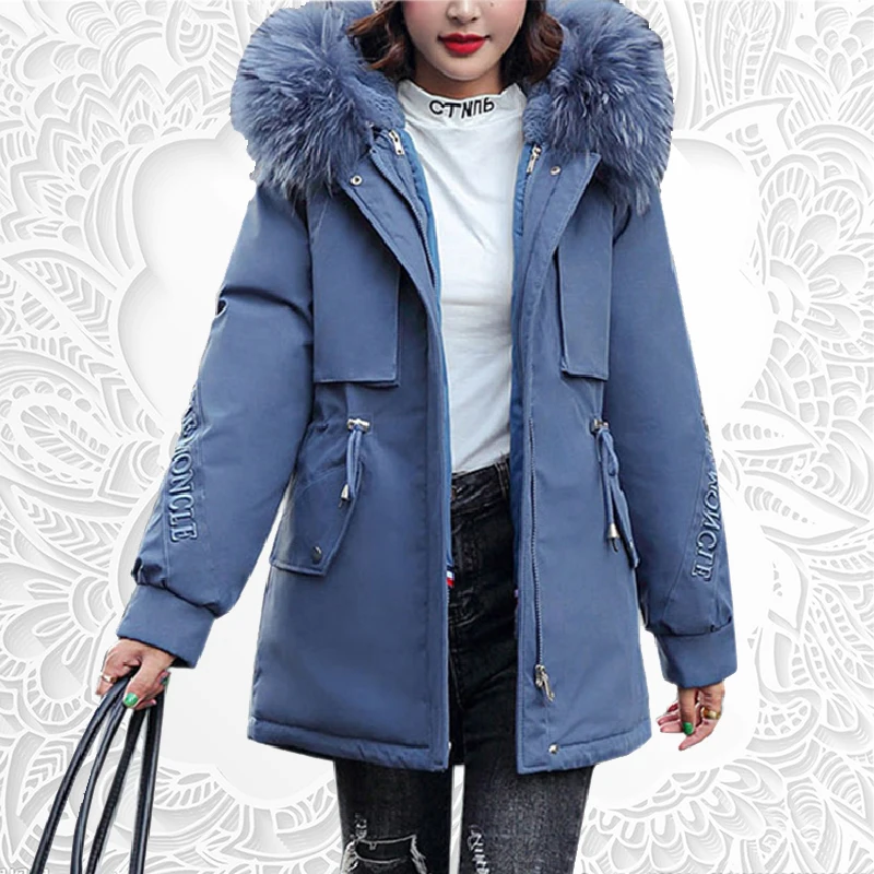 

Autumn Winter Women Fashion Removable Hooded Coat Warm Pocket Ladies Outwear Loose Fur Collar High Quality Clothing for Womens