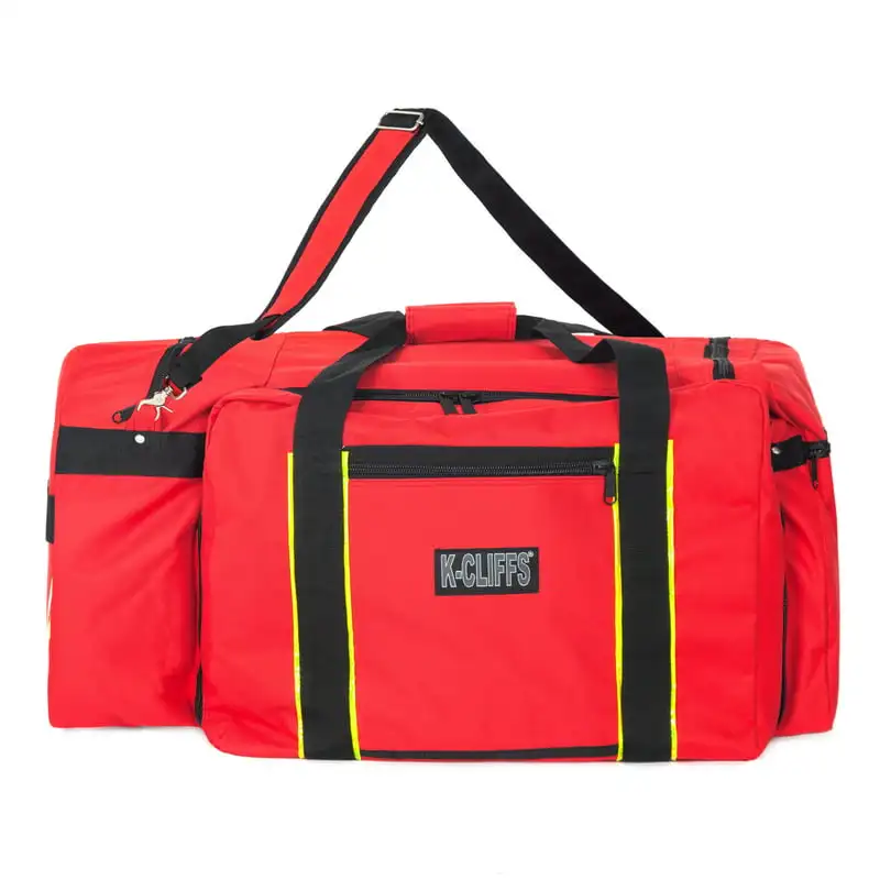 

K-Cliffs Unisex Fire Fighter Rescue Duffel Fireman Gear Travel Bag Shoulder Strap Helmet Pocket by Praise Start, Red