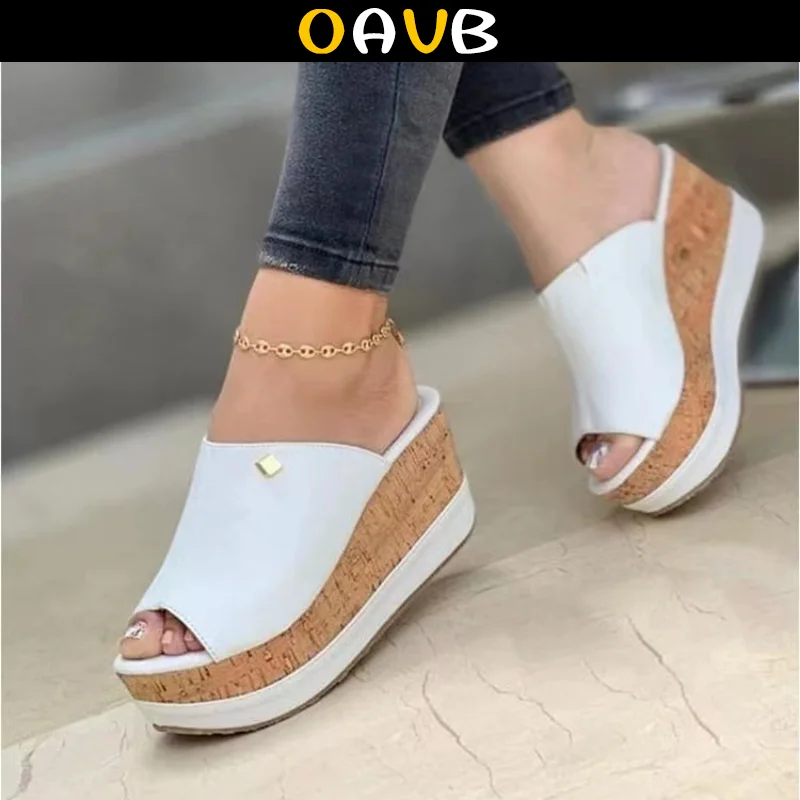 

OAVB Women Shoes Platform Wedges Peep Toe Women's Slippers Plus Size Casual Sandals Ladies Shoes Outdoor Slides Summer 2023