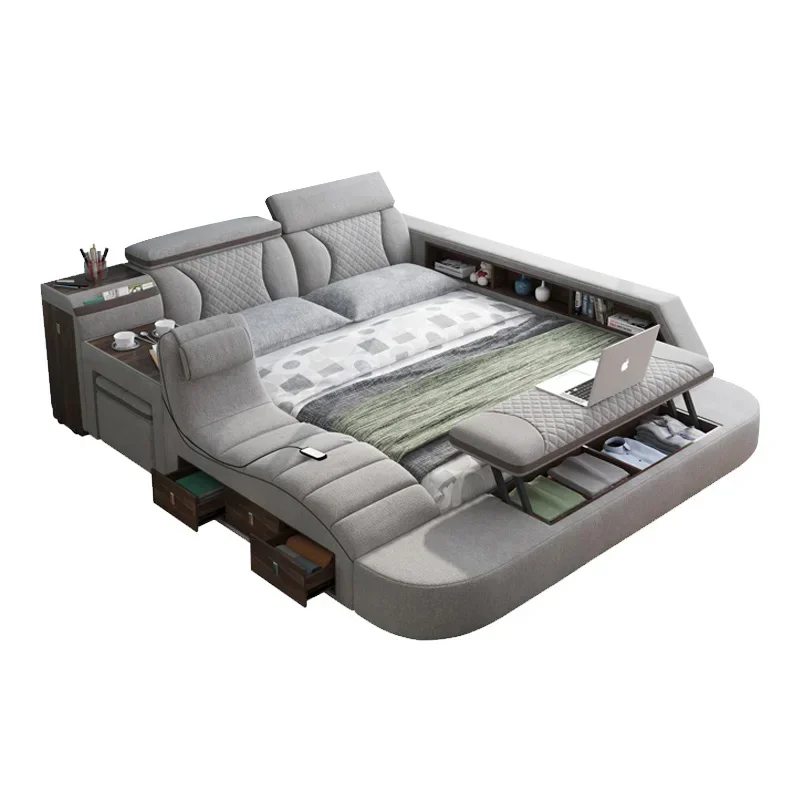 Недорогая двуспальная кровать эстетическая Роскошная Современная кожаная