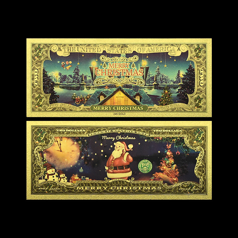 Санта-Клаус Счастливого Рождества американская золотая фольга за 2 доллара