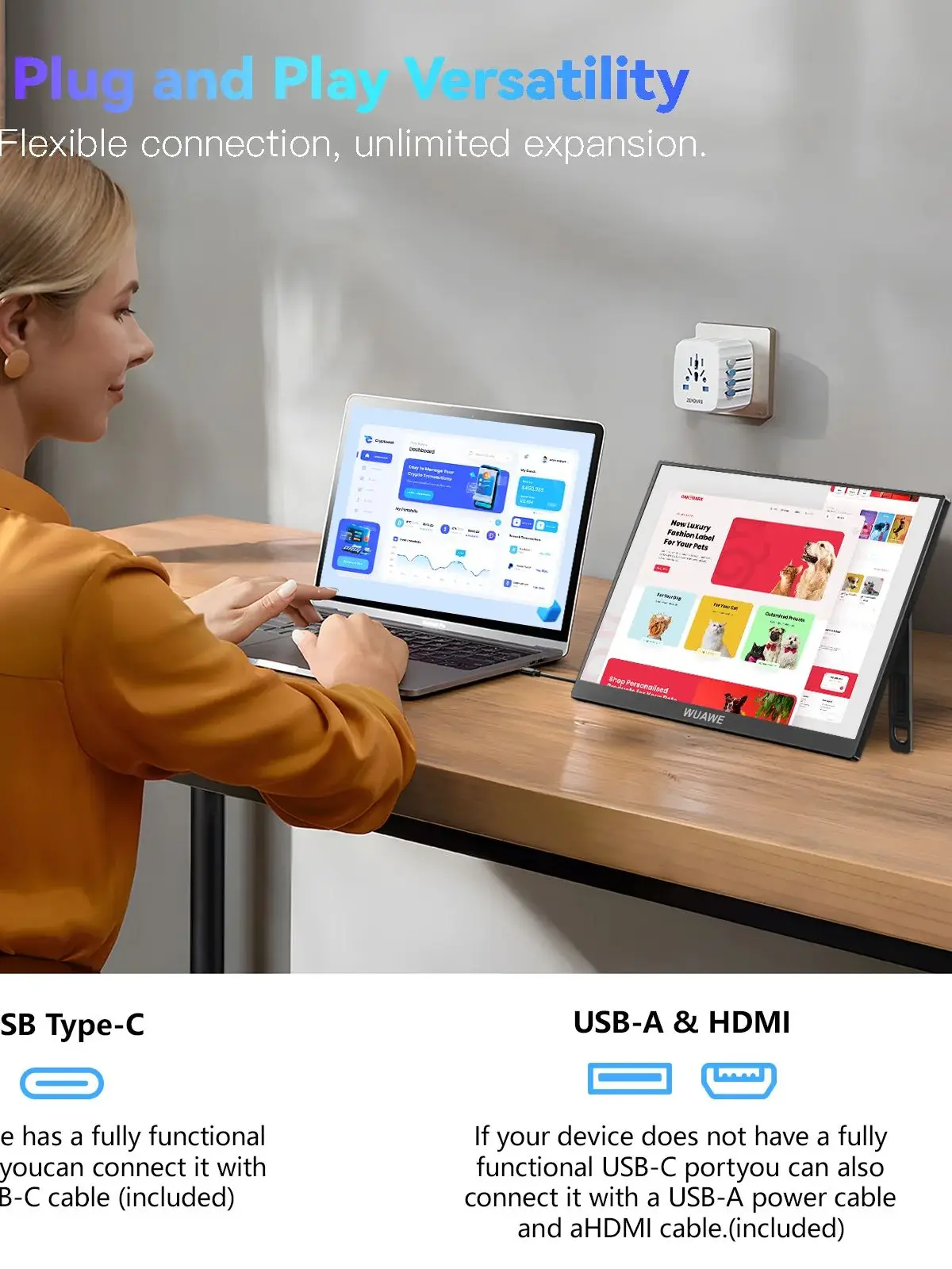 WUAWE 16 &quot120 Гц игровой портативный монитор для ноутбука 16-дюймовый 1200P ПК дисплей IPS