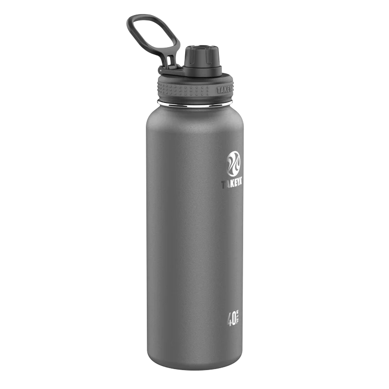 

Вакуумная Изолированная бутылка для воды из нержавеющей стали с широким горлом и откидной крышкой, 40 унций, графит и черный