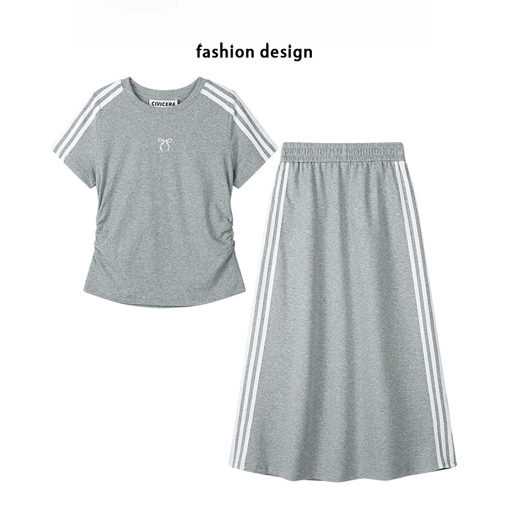 Женское платье с вышивкой Civicera летняя футболка коротким рукавом и юбка высокой
