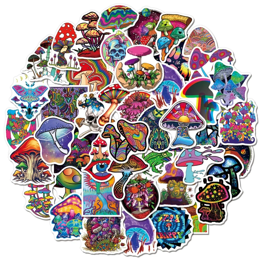 

10/50/100Pcs Hippie Trippy Mushroom Psychedelic Graffiti Stickers for Laptop Motorcycle Skateboard Waterproof Decal Sticker Toys