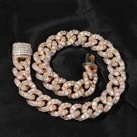 round rope style big zircon 20mm bling bling iced out brass chain cz necklace fashion hip hop jewelry bn064