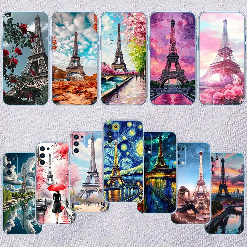 Фото Прозрачный чехол для телефона HY22 Paris Eiffel Tower для Motorola Moto G7 G8 G9 G84 G85 G73 G24 G15 Z2 Play Power Plus №1