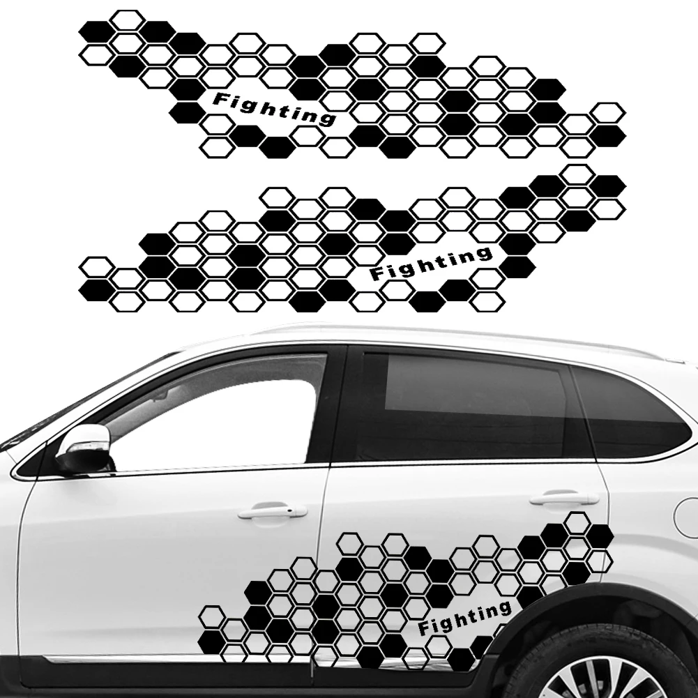 

2Pcs Honeycomb Vinyl Car Door Side Decals Stickers Decorations Decal for Racing Sports SUV Sedan Pickup Sticker