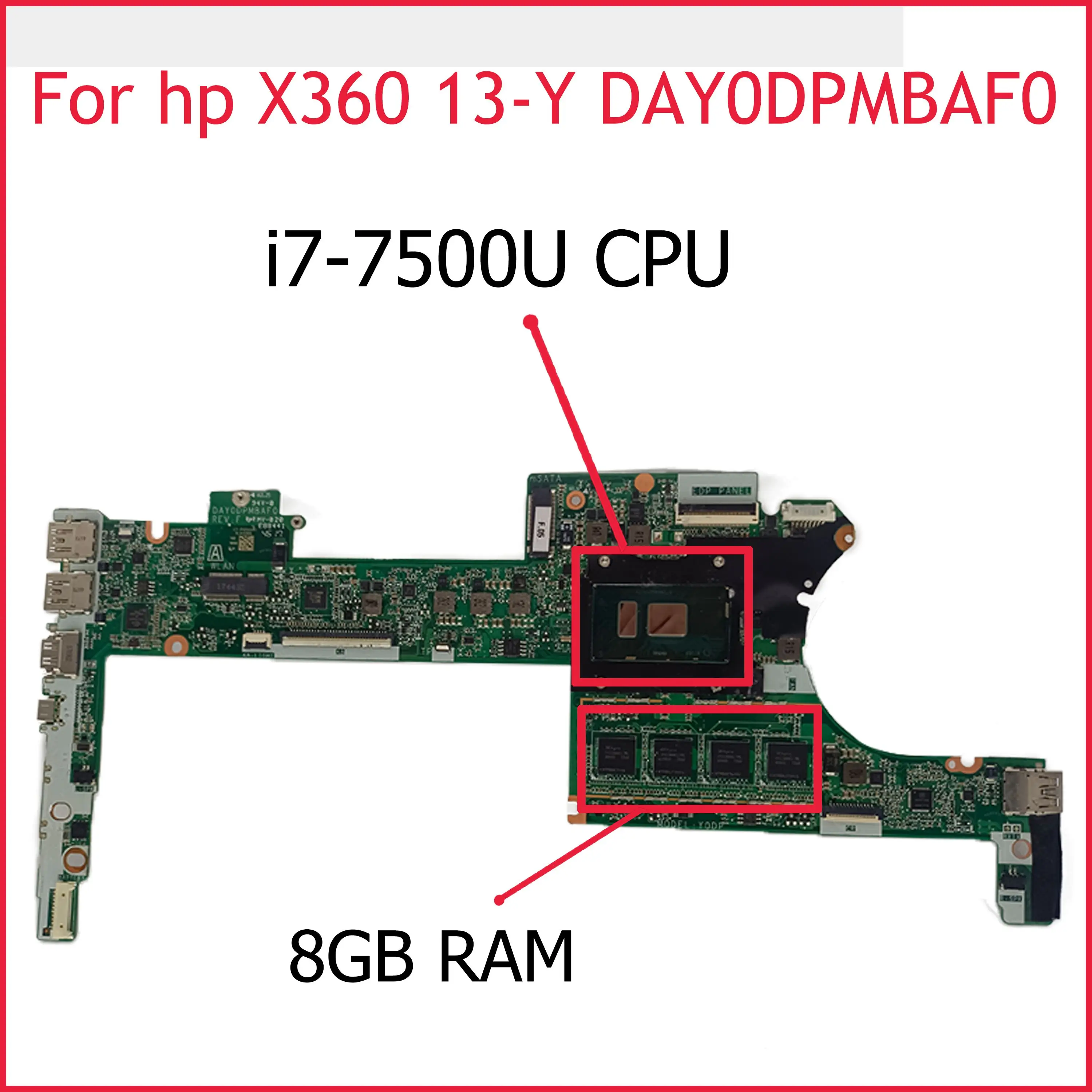 

Akemy for HP Envy X360 13-Y 13T-Y000 Series 906722-601 906722-001 DAY0DPMBAF0 UMA i7-7500U 8GB Laptop Motherboard Tested OK