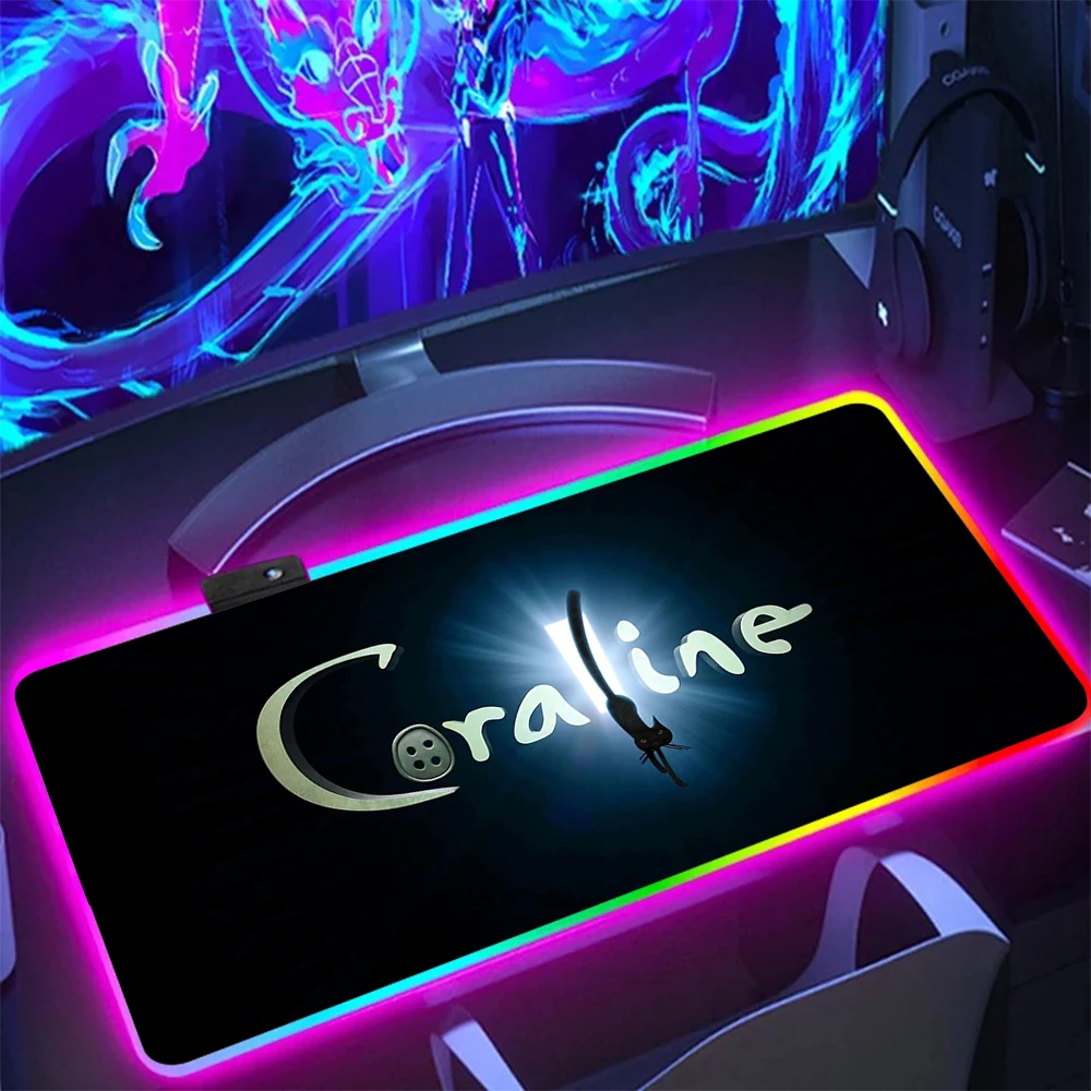 Аниме фильм ужасов C-Coralines RGB ПК геймерская клавиатура коврик для мыши