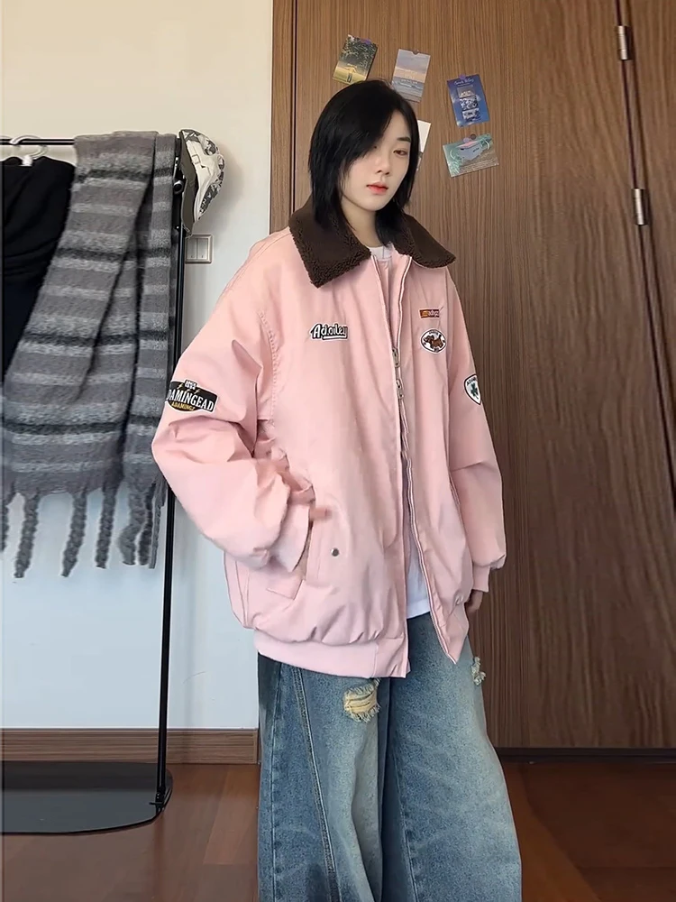 Розовая берберская флисовая верхняя одежда с двойной молнией мужская зимняя