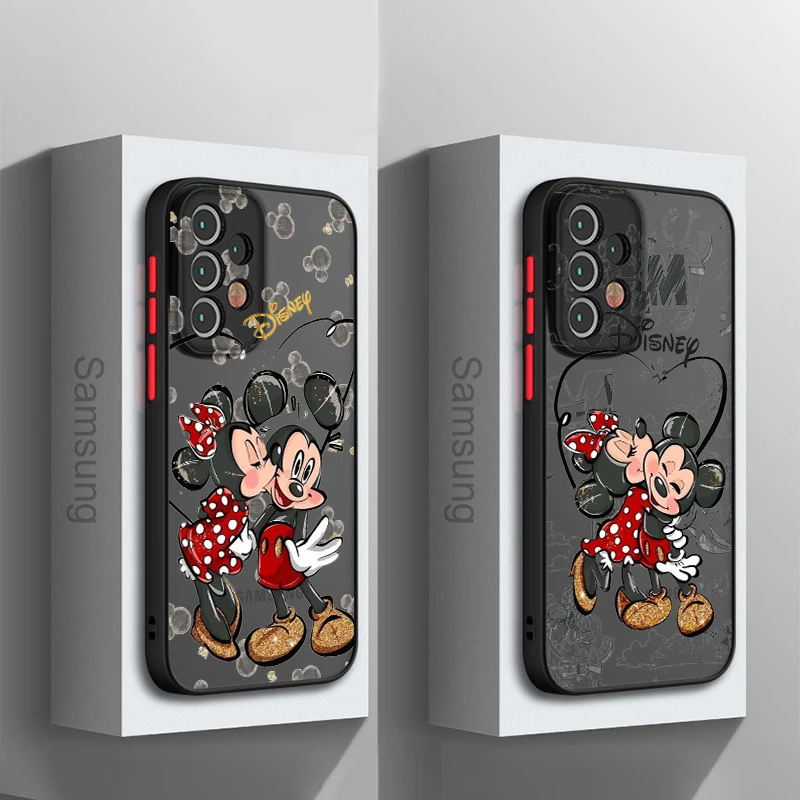 

Mickey Minnie Love For Samsung Galaxy A15 A05 A54 A34 A24 A73 A53 A23 A52 A71 A51 Frosted Translucent Hard Phone Case Fundas
